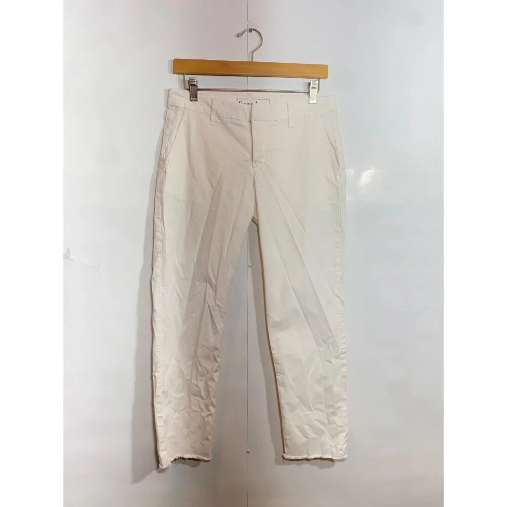 Frank & Eileen Women's Winslow Italian Chino Pant White Cropped Size 4 Cotton - Picture 2 of 6